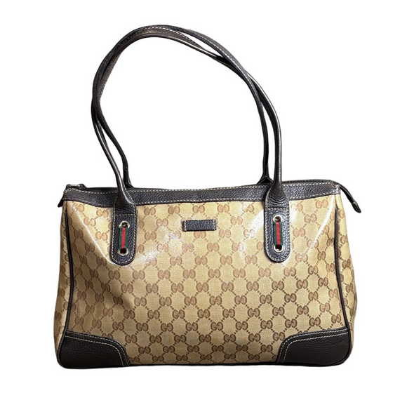 Gucci Handbags - Gucci  GG  Crystal Prince Tote  Bag Coated Canvas Leather Trim Authentic